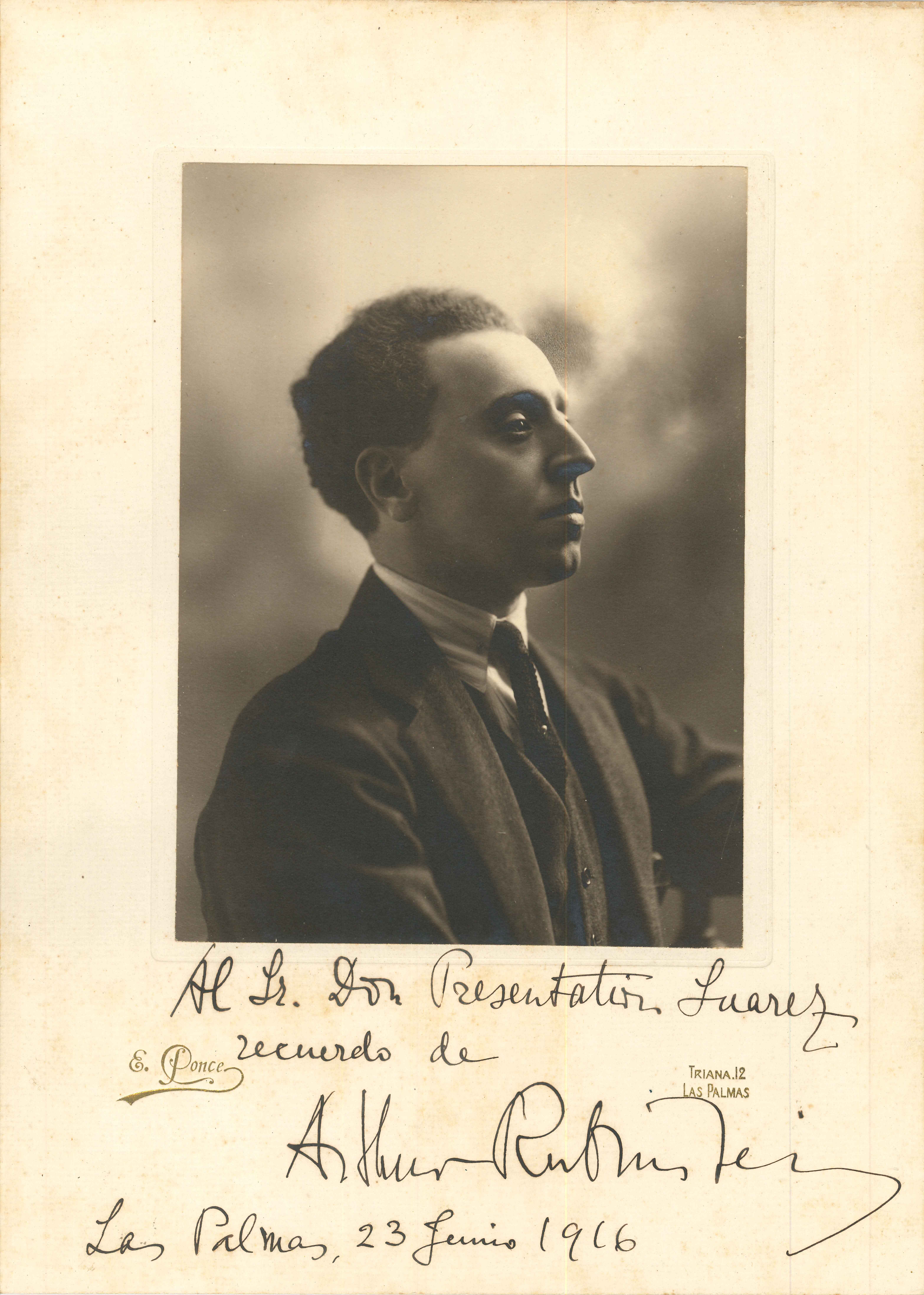 Autgrafo de Arthur Rubinstein en la exposicin La msica en los autgrafos de Presentacin Surez