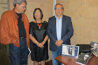 Lázaro Santana, Yolanda Arencibia y Fernando Prez en el acto de presentación de Insulario2