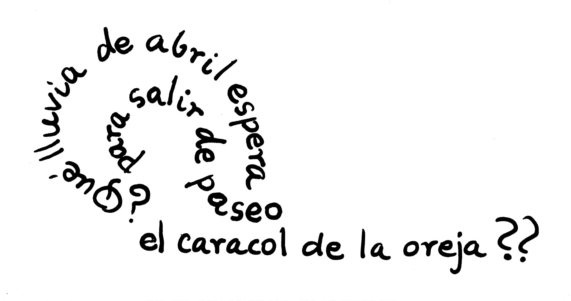 El caligrama El Caracol, realizado por Pedro Lezcano, se exhibe en la muestra.