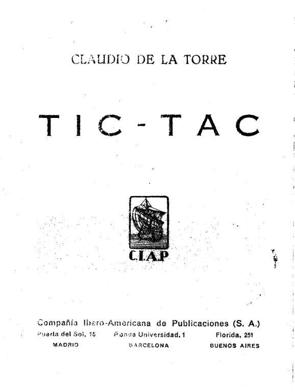 Portada de la primera edición de Tic-tac